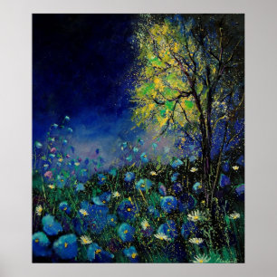 Gänseblümchen der blauen Mohnblumen Poster