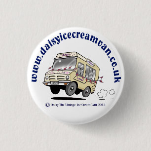 Gänseblümchen die Vintage Eiscreme Van Badge Button