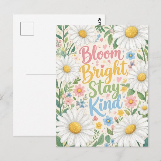 Gänseblümchen: Erblühe hell, bleibe freundlich Postkarte (Vorne/Hinten)