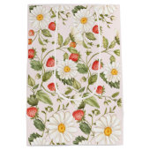 Gänseblümchen-Erdbeer-Blumenmuster Hellrosa Botani Mittlere Geschenktüte (Rückseite)