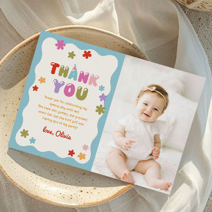 Gänseblümchen Farbige Geburtstagsfeier Foto Dankeskarte