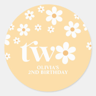 Gänseblümchen floral 2. Geburtstag Runder Aufkleber