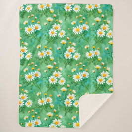 Gänseblümchen flüstern – Aquarell-Wiesen-Muster Sherpadecke