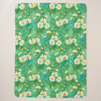 Gänseblümchen flüstern – Aquarell-Wiesen-Muster Sherpadecke