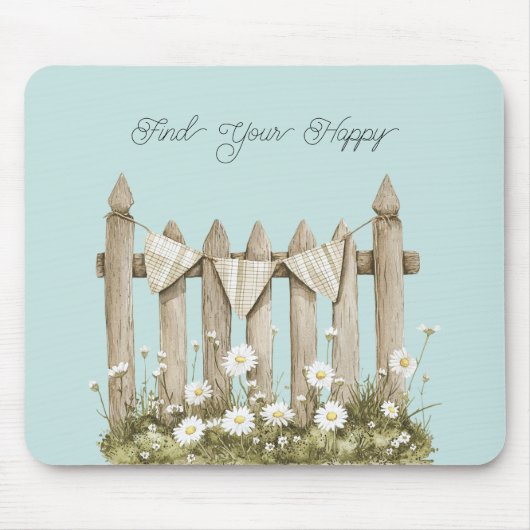 Gänseblümchen-Garten-Zaun Mousepad (Vorne)