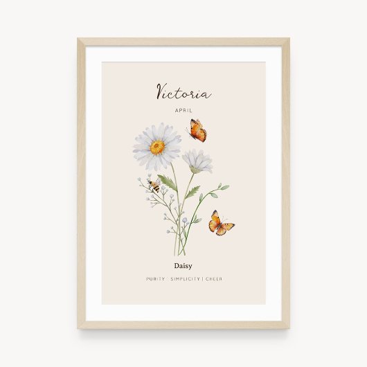 Gänseblümchen-Geburtsmonats-Blumenposter Poster