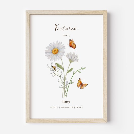 Gänseblümchen-Geburtsmonats-Blumenposter Poster