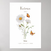 Gänseblümchen-Geburtsmonats-Blumenposter Poster (Vorne)