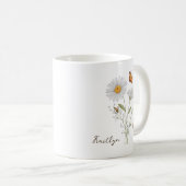 Gänseblümchen-Geburtsmonatsblume Kaffeetasse (VorderseiteRechts)