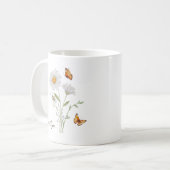 Gänseblümchen-Geburtsmonatsblume Kaffeetasse (Vorderseite Links)