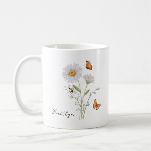 Gänseblümchen-Geburtsmonatsblume Kaffeetasse
