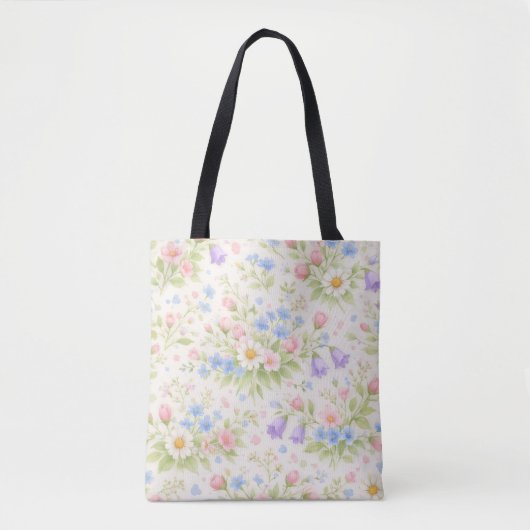 Gänseblümchen, Glockenblume & Blaue Blüten Botanik Tasche (Vorderseite)