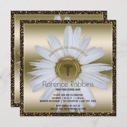 Gänseblümchen-Gold des Einladung (Vorne/Hinten)