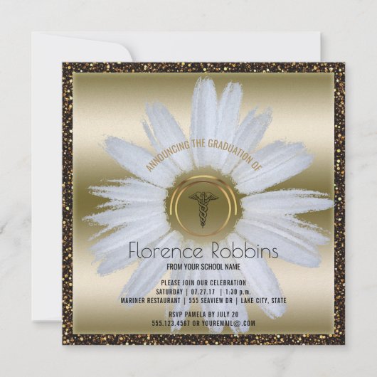 Gänseblümchen-Gold des Einladung (Vorderseite)