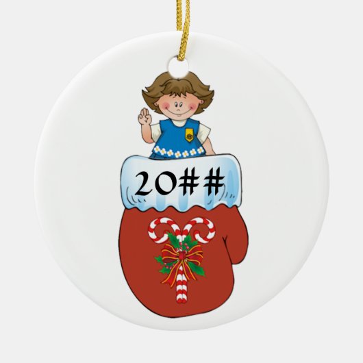 Gänseblümchen-Handschuh brünett Keramik Ornament (Vorne)