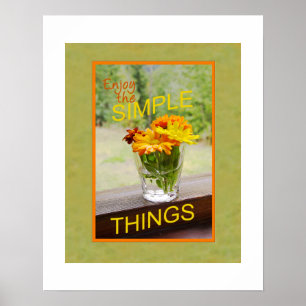 Gänseblümchen in Glas-Fotografie orangefarbene Umr Poster