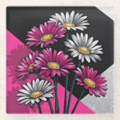 Gänseblümchen in Rosa und Weiß Glasuntersetzer (Vorderseite)