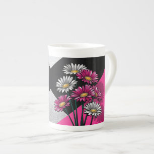 Gänseblümchen in Rosa und Weiß Porzellantasse