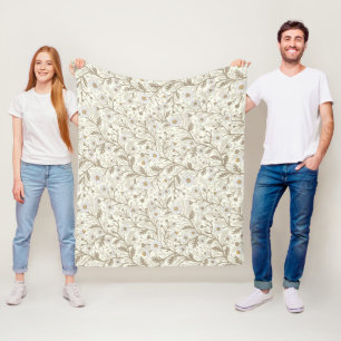 Gänseblümchen in weiß und braun auf cremeweiß fleecedecke
