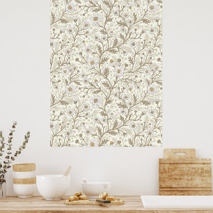 Gänseblümchen in weiß und braun auf cremeweiß poster