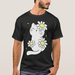 Gänseblümchen-Katze Frühling Florales Kätzchen Mit T-Shirt