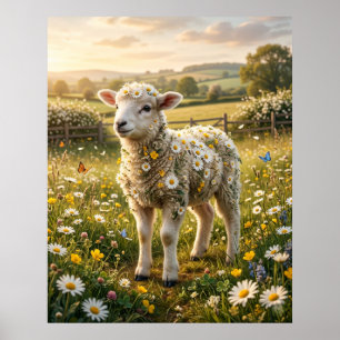 Gänseblümchen Lamm Frühjahrsweide Poster