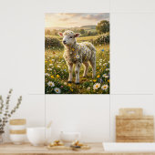 Gänseblümchen Lamm Frühjahrsweide Poster (Küche)