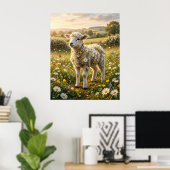 Gänseblümchen Lamm Frühjahrsweide Poster (Heimbüro)