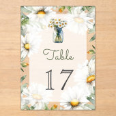 Gänseblümchen-Mason-Glas-Hochzeit Acryl-Tischnumme Acryleinladungen (Vorderseite)