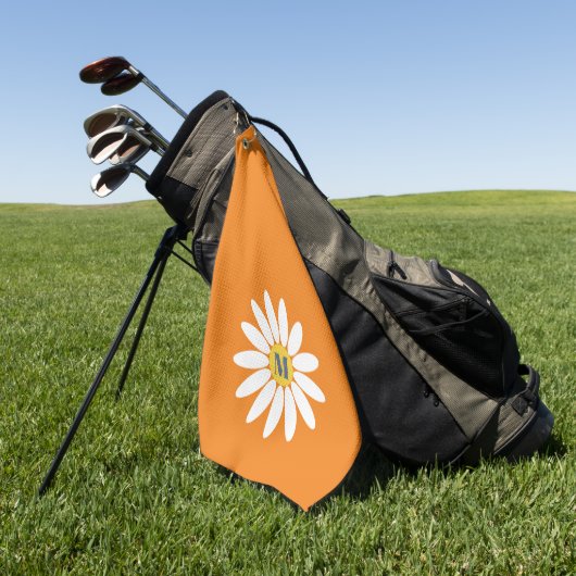 Gänseblümchen mit Anfangsbuchstabe Orange Golfhandtuch (Gras)