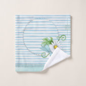 Gänseblümchen mit blauen Streifen Badhandtuch Set (Waschlappen)