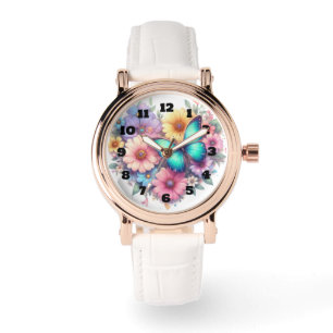 Gänseblümchen mit einem schönen Schmetterling Armbanduhr