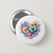Gänseblümchen mit einem schönen Schmetterling Button (Vorne & Hinten)