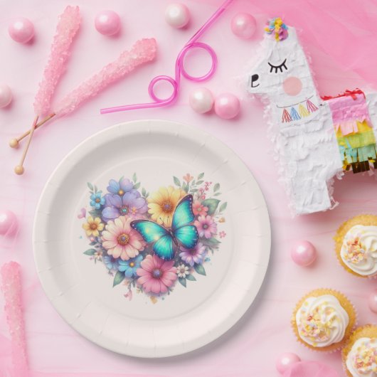 Gänseblümchen mit einem schönen Schmetterling Pappteller (Party)
