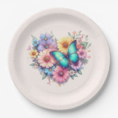 Gänseblümchen mit einem schönen Schmetterling Pappteller (Vorderseite)