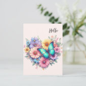 Gänseblümchen mit einem schönen Schmetterling Postkarte (Stehend Vorderseite)