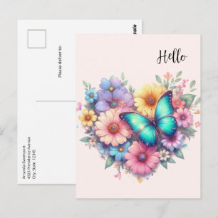 Gänseblümchen mit einem schönen Schmetterling Postkarte