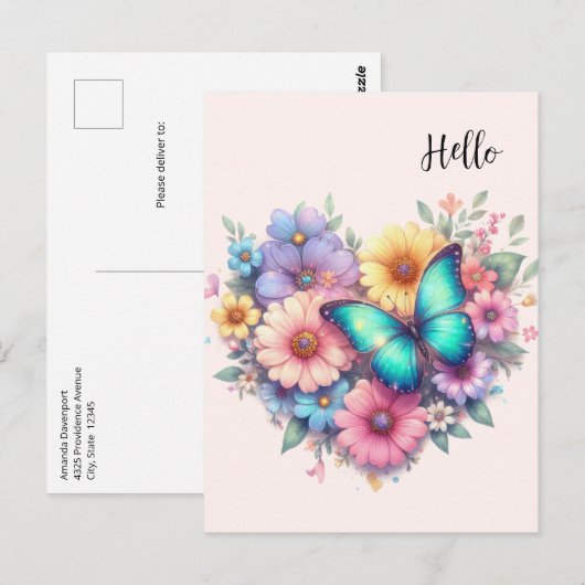 Gänseblümchen mit einem schönen Schmetterling Postkarte (Vorne/Hinten)