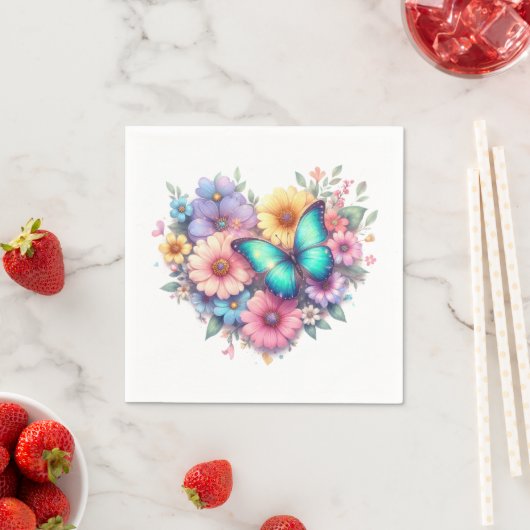 Gänseblümchen mit einem schönen Schmetterling Serviette (Beispiel)