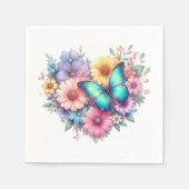 Gänseblümchen mit einem schönen Schmetterling Serviette (Vorderseite)