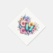 Gänseblümchen mit einem schönen Schmetterling Serviette (Ecke)