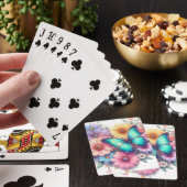 Gänseblümchen mit einem schönen Schmetterling Spielkarten (In Situ)