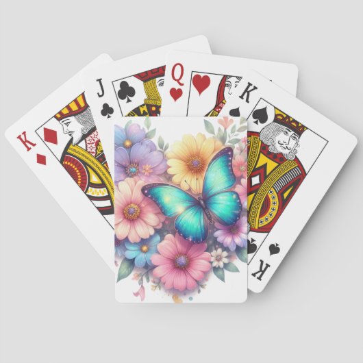 Gänseblümchen mit einem schönen Schmetterling Spielkarten (Rückseite)