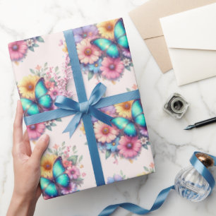 Gänseblümchen mit einem schönen Schmetterlingsmust Geschenkpapier
