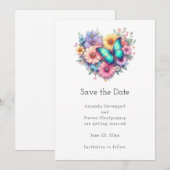Gänseblümchen mit einer schönen Schmetterlingshoch Save The Date (Vorne/Hinten)
