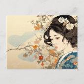 Gänseblümchen Mode Ukiyo-e-Kunststil Postkarte (Vorderseite)