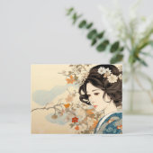 Gänseblümchen Mode Ukiyo-e-Kunststil Postkarte (Stehend Vorderseite)