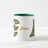 Gänseblümchen-Monogramm Anfangsbuchstabe E Persona Tasse (Zentrum)