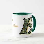 Gänseblümchen-Monogramm Anfangsbuchstabe E Persona Tasse (VorderseiteRechts)
