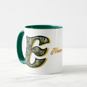 Gänseblümchen-Monogramm Anfangsbuchstabe E Persona Tasse (Vorderseite Links)